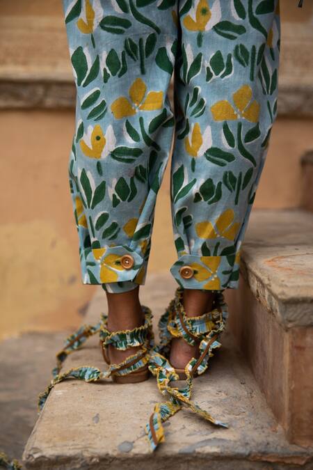 Shop Jodi Blue South Cotton Barwara Printed Trouser Online at Aza Fashions Shop_Jodi_Blue South Cotton Barwara Printed Trouser_Online_at_Aza_Fashions
