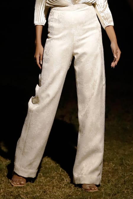 Clearing The Air Wide Leg Satin Cargo Pants (Off White) · NanaMacs
