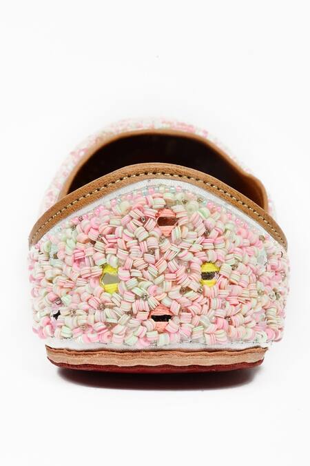 Shop_Miar Designs_Pink Kaira Sequin Embroidered Juttis _Online_at_Aza_Fashions