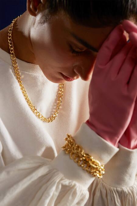 The Slow Studio_Gold Plated Handcrafted Unisex Chain Link Necklace  _Online_at_Aza_Fashions