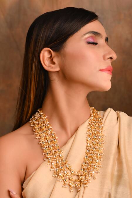 Buy Ishhaara Gold Plated Kundan Layered Haar Online at Aza Fashions Buy_Ishhaara_Gold Plated Kundan Layered Haar _Online_at_Aza_Fashions