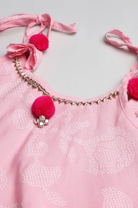Buy_Byb Premium_Pink Rayon Printed Floral Tie-up Top Sharara Set _Online_at_Aza_Fashions