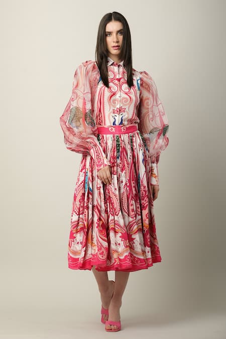 Buy_Limerick by Abirr N' Nanki_Multi Color Crepe Tavi Flared Midi Skirt _Online_at_Aza_Fashions