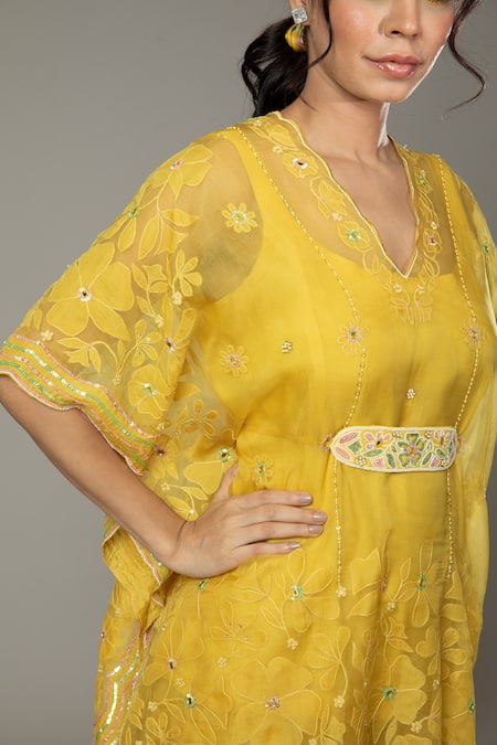Buy I Am Design Yellow Chiffon, Silk Organza Mango Bite Candy Palazzo And Embroidered Kaftan Set Online at Aza Fashions Buy_I Am Design_Yellow Chiffon, Silk Organza Mango Bite Candy Palazzo And Embroidered Kaftan Set _Online_at_Aza_Fashions