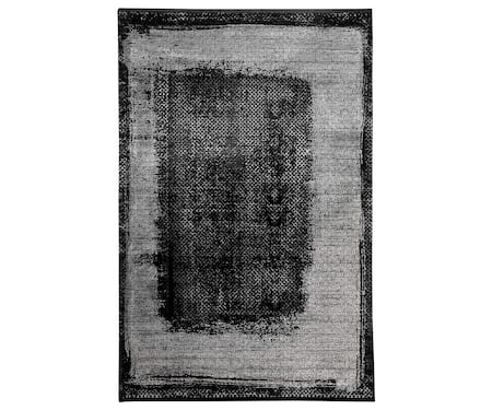 Qaaleen Black Viscose Silk Embossed Handcrafted Carpet