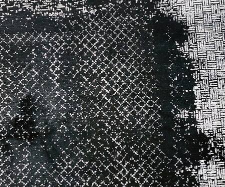 Qaaleen_Black Viscose Silk Embossed Handcrafted Carpet_at_Aza_Fashions