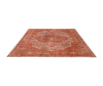 Qaaleen_Orange Viscose Silk Embossed Handcrafted Carpet_Online_at_Aza_Fashions
