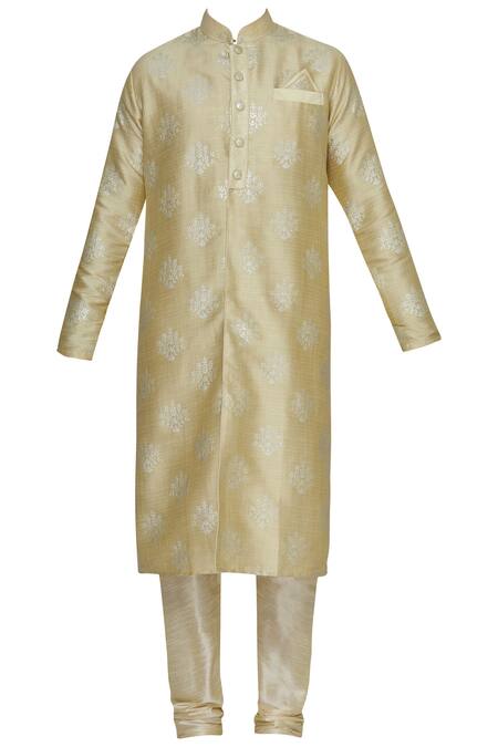 Buy_Arihant Rai Sinha_Beige Brocade Kurta With Churidar_Online_at_Aza_Fashions