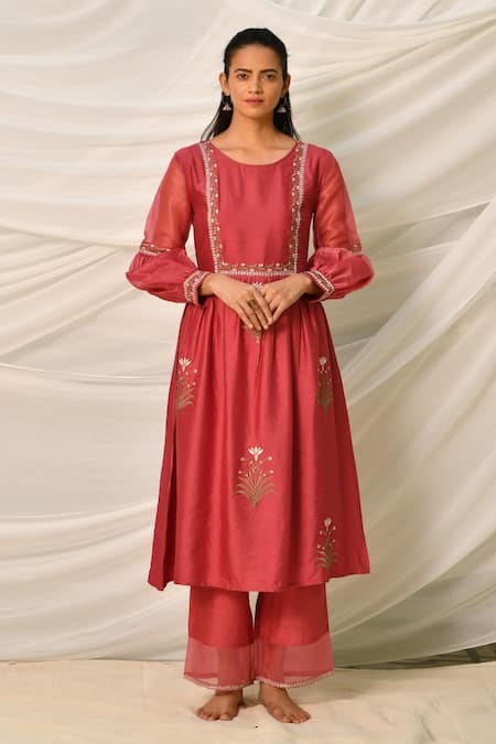 Seher Jaipur Teej Embroidered Kurta & Palazzo Set 