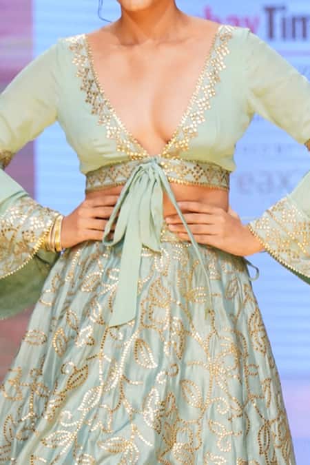 Gopi Vaid Ayka Crop Top & Victorian Skirt Set 