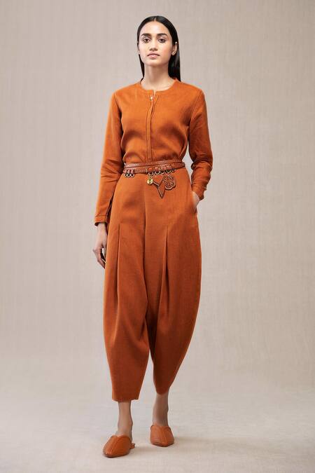 Buy_Ampm_Brown Linen Jodhpuri Pants_at_Aza_Fashions