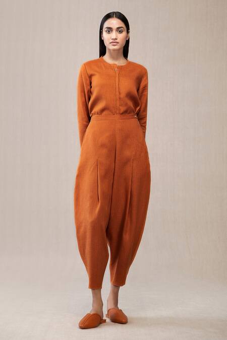 Shop_Ampm_Brown Linen Jodhpuri Pants_at_Aza_Fashions