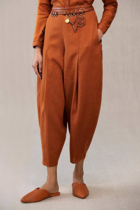 Buy_Ampm_Brown Linen Jodhpuri Pants_Online_at_Aza_Fashions