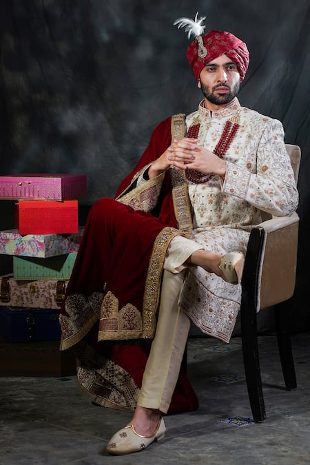 Buy Soniya G White Raw Silk Embroidered Sherwani Set Online at Aza Fashions Buy_Soniya G_White Raw Silk Embroidered Sherwani Set _Online_at_Aza_Fashions