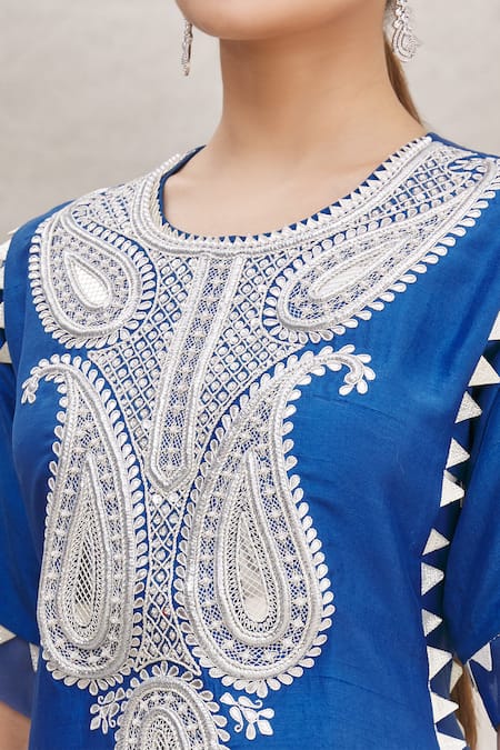 Ekta Singh_Blue Silk Organza Round Kurta Gharara Set _at_Aza_Fashions