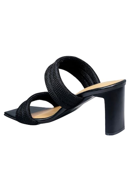 Black two strap heels hot sale