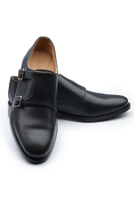 Rapawalk_Black Double Strap Monk Shoes_Online_at_Aza_Fashions