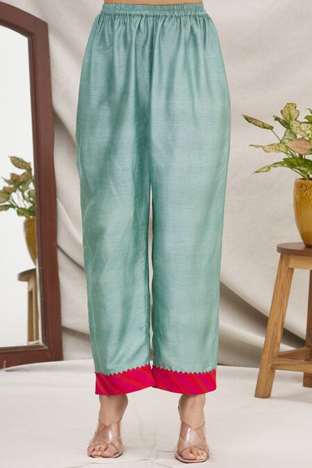 Shop_Ekta Singh_Blue Silk Round Panelled Kurta Set _Online_at_Aza_Fashions