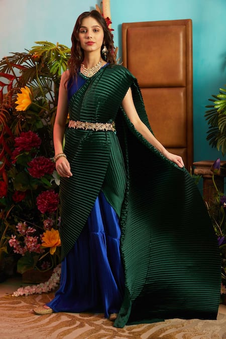 Drape saree gown Design by Nidhika shekhar at Modvey | Modvey | Modvey