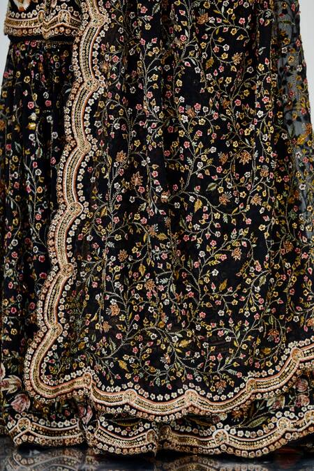 Nakul Sen_Black Floral Embroidered Kurta Sharara Set_at_Aza_Fashions