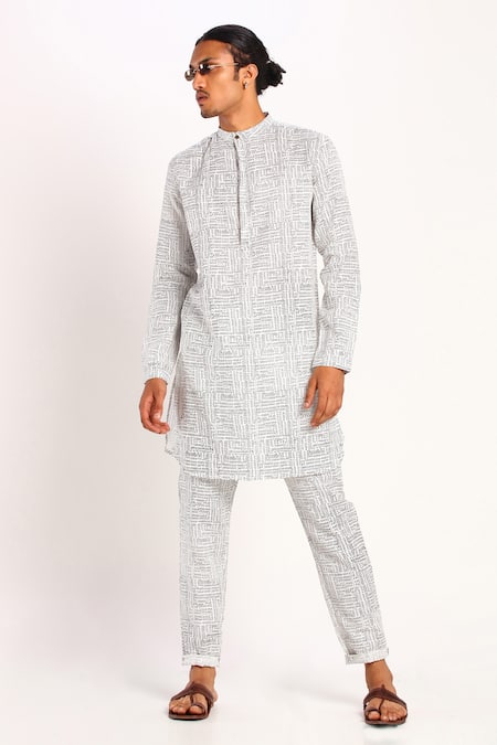 Son of A Noble Snob Linen Printed Short Kurta & Pant Set 