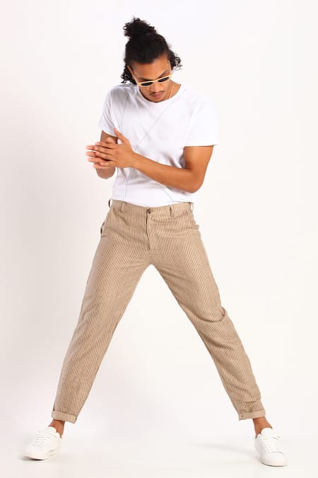 Buy Black 100% Linen Striped Trouser For Men by Mayank Modi - Men Online at  Aza Fashions.