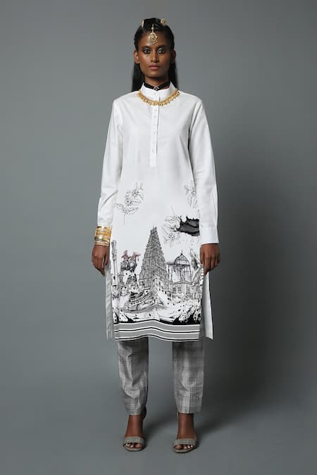 House of Three Karnataka Line Art Kurta  