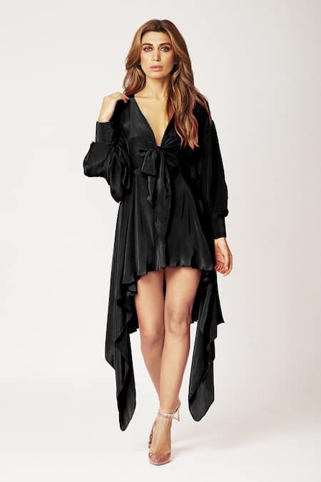 Faux georgette Plain Black Gown Dress with Dupatta UK - GW0685