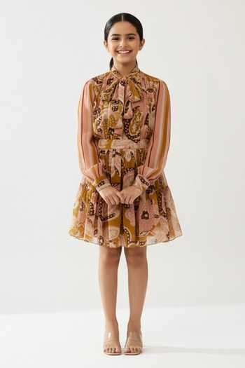 Koai Floral Print Tiered Skirt For Kids