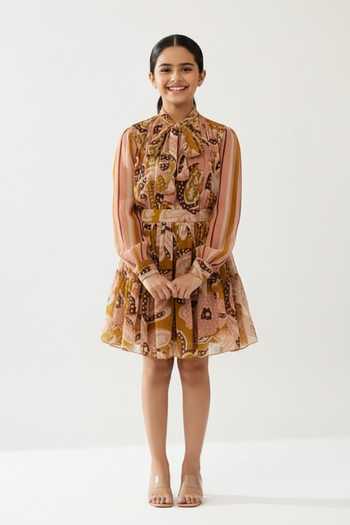 Koai Floral Print Tiered Skirt For Kids