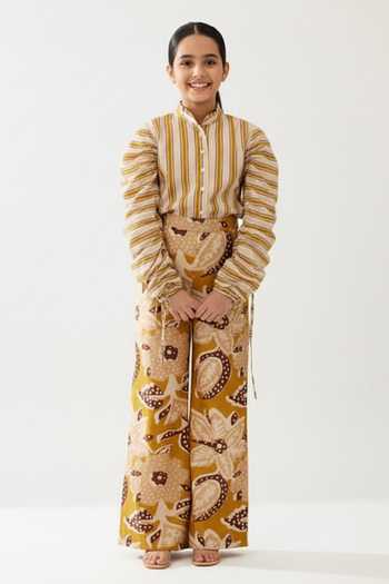 Koai Cotton Silk Floral Print Flared Pant For Kids