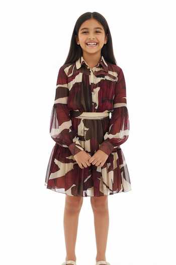 Koai Floral Pattern Tiered Skirt For Kids