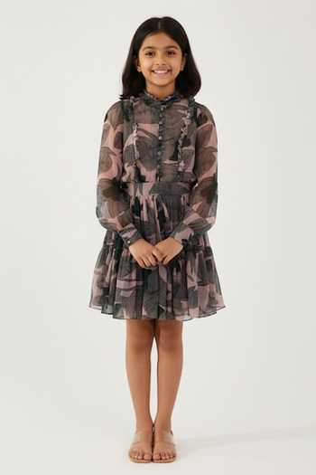 Koai Floral Pattern Tiered Skirt For Kids