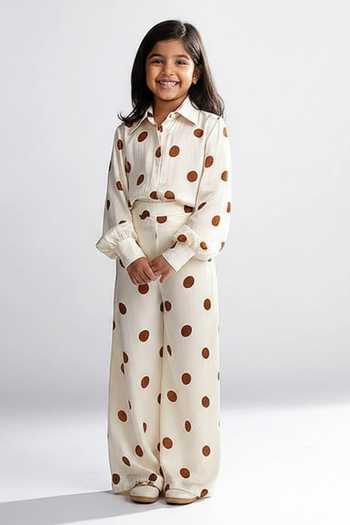 Koai Silk Polka Dot Print Palazzos For Kids