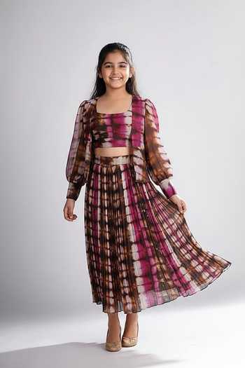 Koai Multi Color Printed Chanderi Silk Jacket For Kids