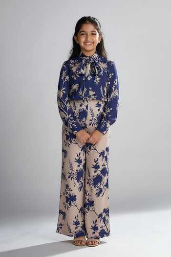 Koai  Silk Floral Print Palazzos For Kids