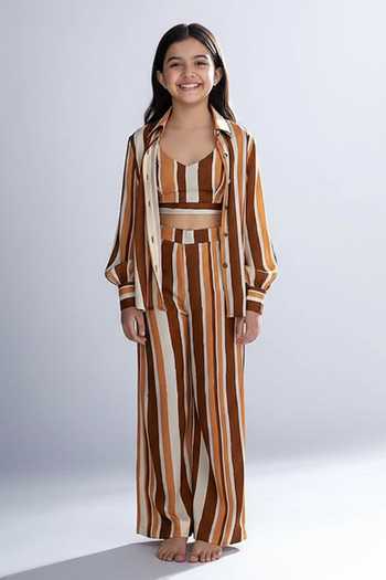 Koai Silk Striped Palazzos For Kids