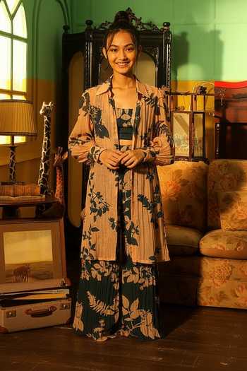 Koai Chanderi Floral Print Jacket For Kids