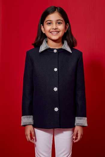 Studio22 By Pulkita Arora Bajaj Glass Bead Hand Embroidered Jacket For Kids