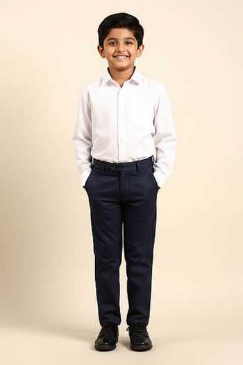 Mayank Modi - Men Solid Front Button Placket Shirt For Kids