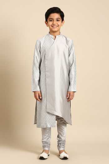 Mayank Modi - Men Asymmetric Overlap Kurta Set For Kids