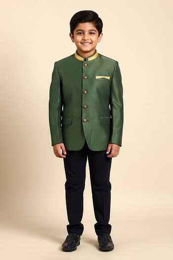 Mayank Modi - Men Kota Chanderi Textured Bandhgala For Kids