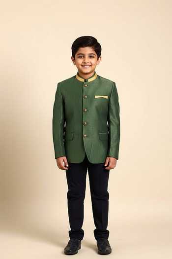 Mayank Modi - Men Kota Chanderi Textured Bandhgala For Kids