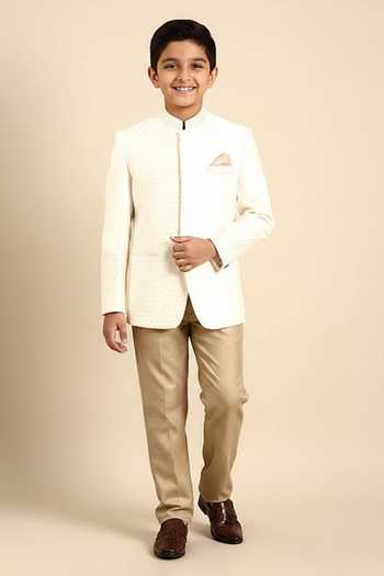 Mayank Modi - Men Silk Banaras Embroidered Bandhgala For Kids