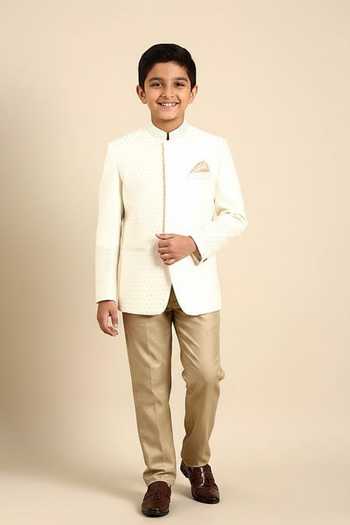 Mayank Modi - Men Silk Banaras Embroidered Bandhgala For Kids