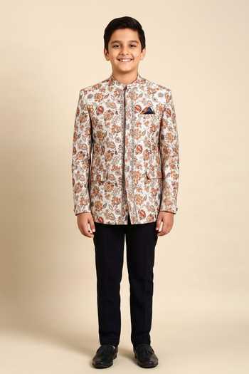 Mayank Modi - Men Floral Print Bandhgala For Kids