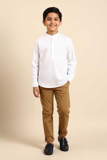 Mayank Modi - Men Stripe Panelled Shirt For Kids