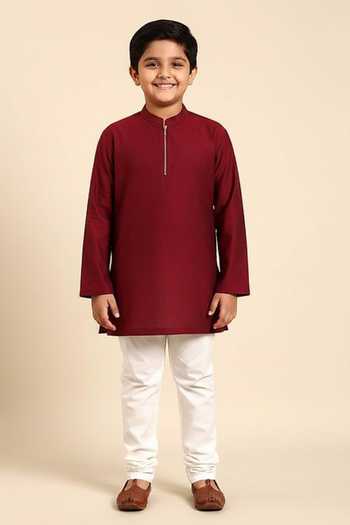 Mayank Modi - Men Full Sleeve Plain Short Kurta For Kids