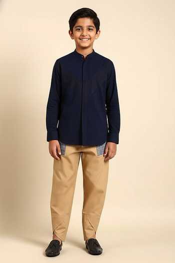 Mayank Modi - Men Placement Embroidered Pant For Kids