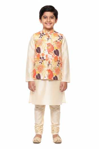 Mayank Modi - Men Flower Print Bundi For Kids